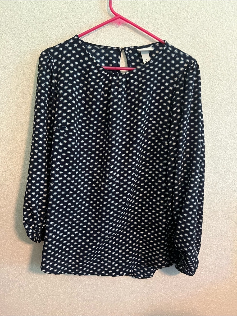 Ava & Viv Navy and White Dot Blouse 14W